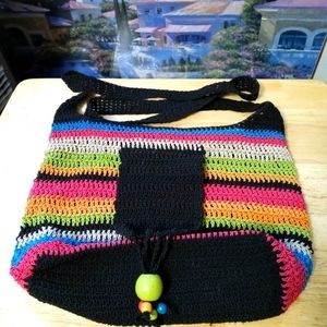 🚜🏩HANDMADE CROCHET BOHO BAG🥀🏡12"×10"x24" STRAP CROSSBODY. ♥️